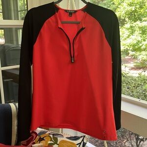 Laure Ralph Lauren lightweight quarter zip size XL, orange/black